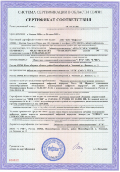 Сертификат на первичный мультиплексор доступа Транспорт 30х4